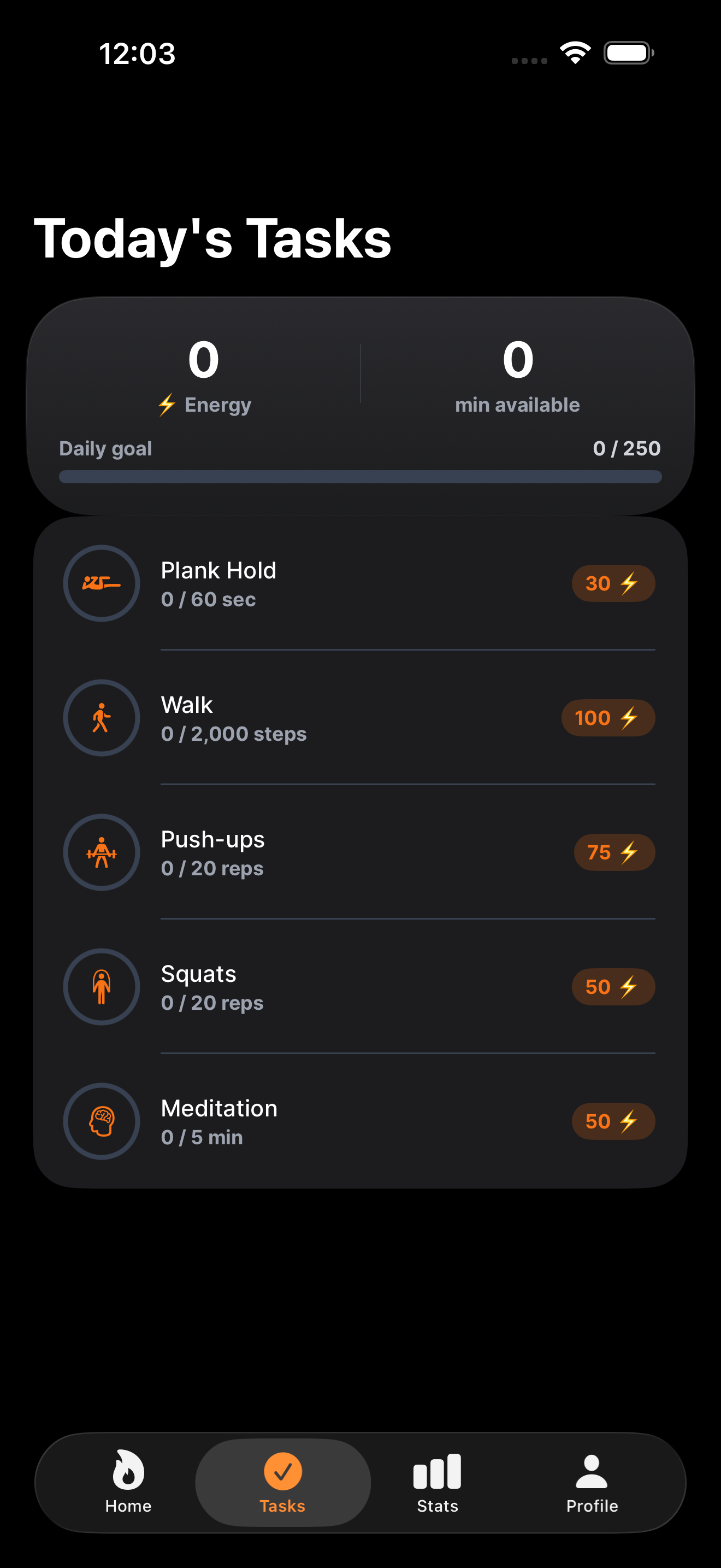 Real-world challenges screen
